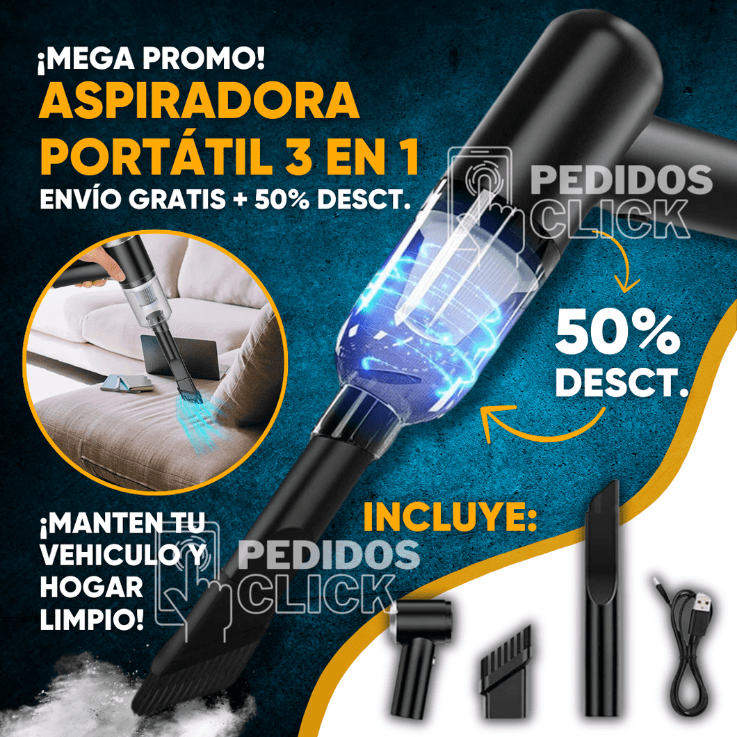 ASPIRADORA 3 EN 1 PORTATIL -PREMIUM PARA HOGAR Y AUTO