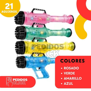 PISTOLA DE BURBUJAS DE 21 AGUJEROS